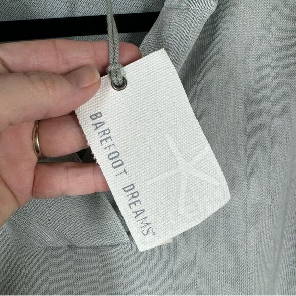 NWT Barefoot Dreams Sunbleached Cotton Bonfire Hoodie Blue Gray Ocean Size XS - Picture 6 of 10